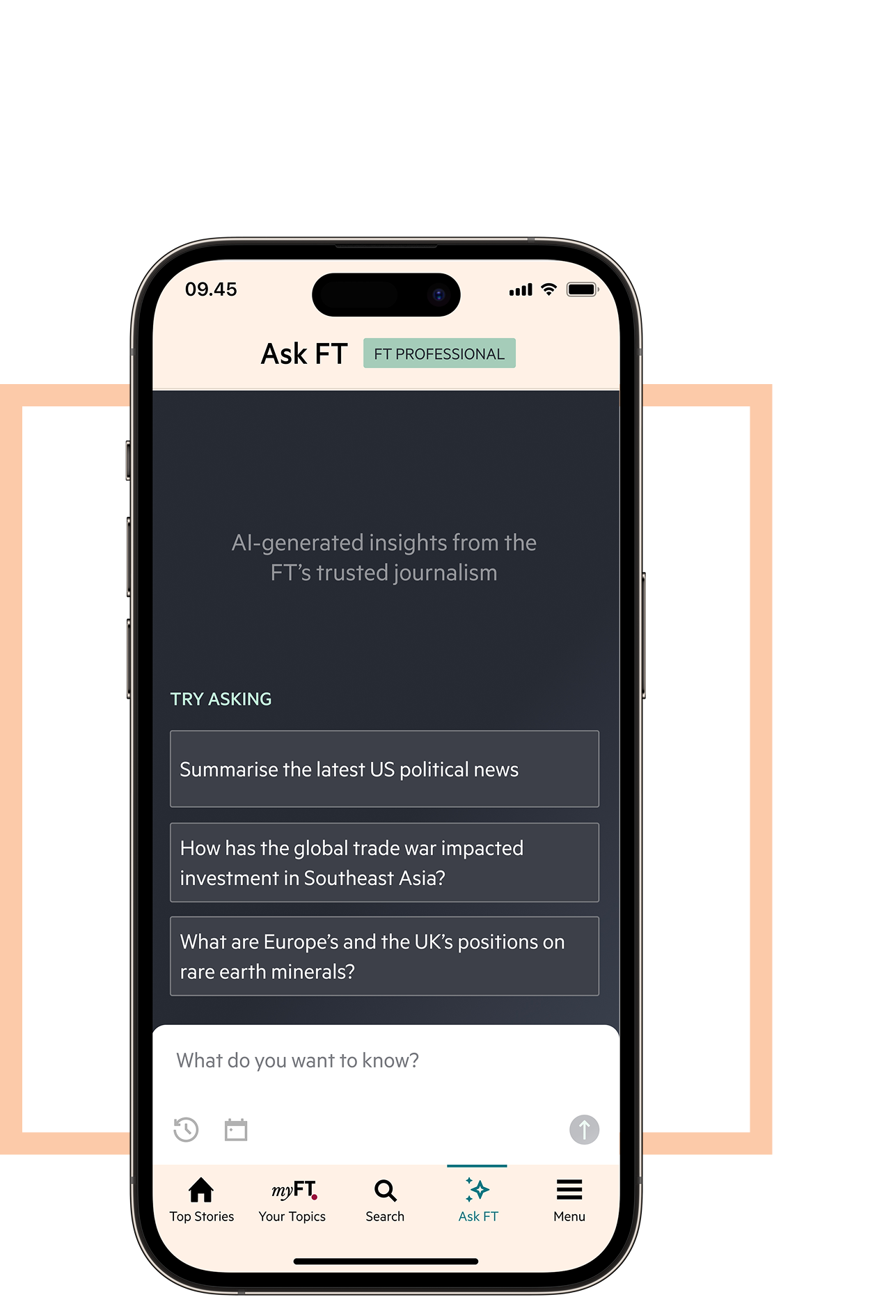 An image showing a teaser for ask FT feature